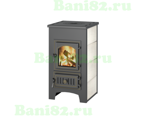 Печь-Камин ВЕЗУВИЙ ПК-01 (270) с плитой беж. 9 кВт (150 м3) Ø 115 мм